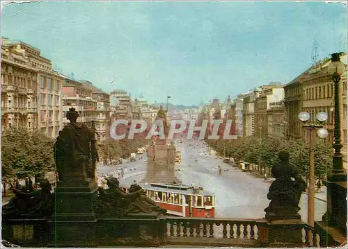 Cartes postales moderne Praha Place Venceslas Tramway