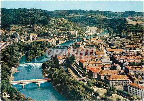 Cartes postales moderne Besancon (Doubs) Vue aerienne la Vallee du Doubs Le Parc Micaud et la Citadelle