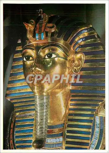 Moderne Karte Art Egyptien (VERS 1350 av J C) Le Tresor de Toutankhanmon Le Masque funeraire en or