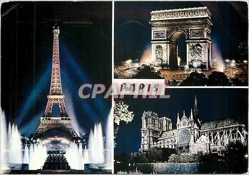 Cartes postales moderne Paris Illumine Tour Eiffel N D arc de Triomphe