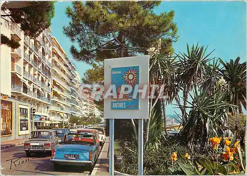 Moderne Karte La Cote d'Azur inoubliable Antibes Juan les Pins la Promenade du Soleil