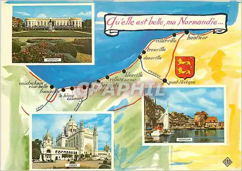 Cartes postales moderne Qu'elle est belle ma Normandie Lion Deauville Honfleur Lisieux