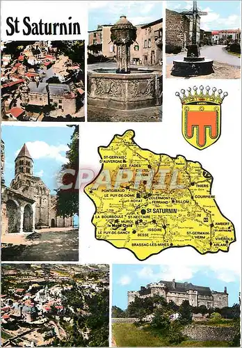 Cartes postales moderne St Saturnin (P de D) Vue aerienne sur le chateau et l'eglise la Fontaine la croix d'Yssac
