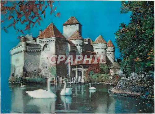 Cartes postales moderne Castle Chillon Cygnes