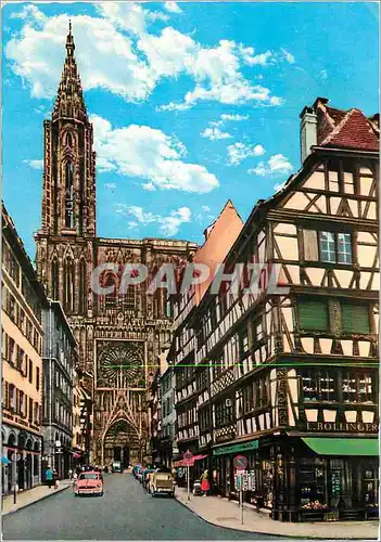 Cartes postales moderne Strasbourg La Cathedrale et la rue Merciere