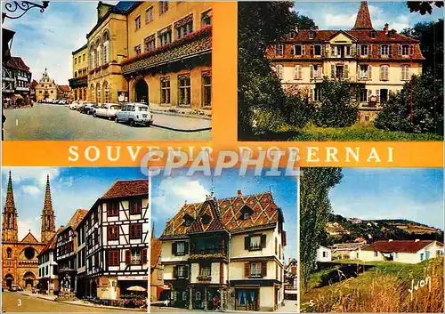 Moderne Karte L'Alsace Obernal (Bas Rhin) L'Hotel de Ville et son Balcon fleuri le chateau de Hell