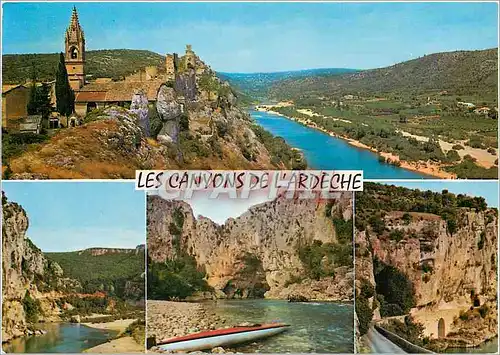 Cartes postales moderne Les Gorges de l'Ardeche et le pittoresque village d'Aigueze a la sortie des Canyons