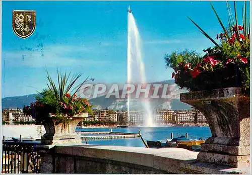 Moderne Karte Geneve Le Jet d'Eau depuis le Quai du Mont Blanc