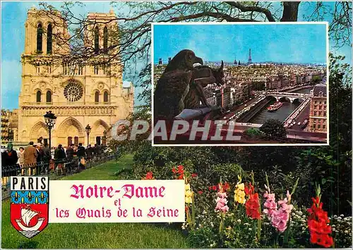 Cartes postales moderne Souvenir de Paris Notre D de Paris et ses jardins les quais de la Seine