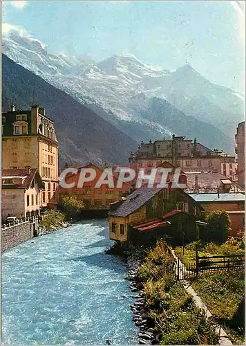 Moderne Karte Chamonix Mont Blanc L'Arvre vue  sur la chaine du Mont Blanc