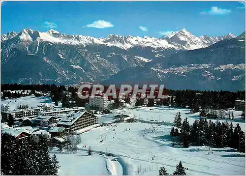 Cartes postales moderne Grans sur Sierre (Alt 1500m) vue paritielle aerienne val d'Annivers et Weisshorn (4512 m)