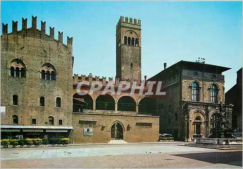 Moderne Karte Bologna Le Palaos Roi Enzo et le tour de l'Arengo (1212)