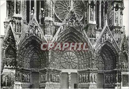 Moderne Karte Reims La Cathedrale N D (XIIIe s) Partails de la Facade Occidentale