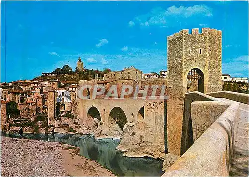 Moderne Karte Besalu Puente Romanico y vista parcial