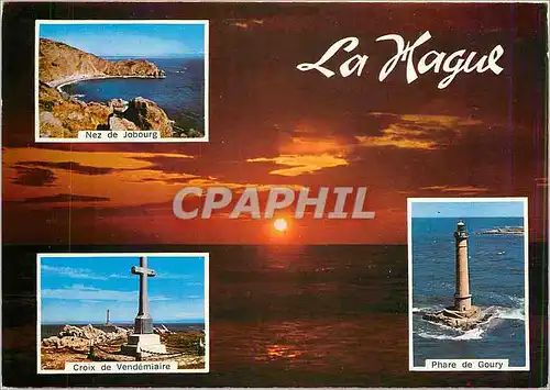 Cartes postales moderne La Hague (Manche) Nez de Jobourg Croix de Vendemiaire Phare de Goury