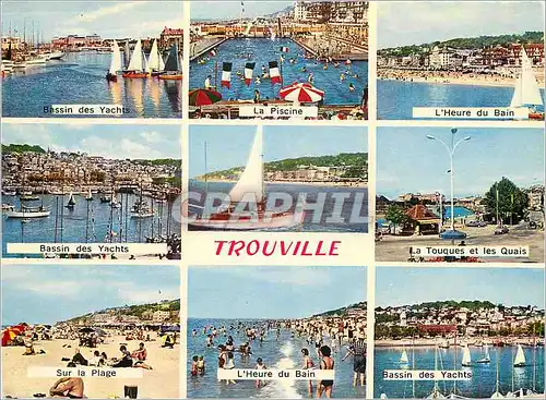 Cartes postales moderne Trouville Reine des Plages Bassin des Yachts La piscine L'heure du bain