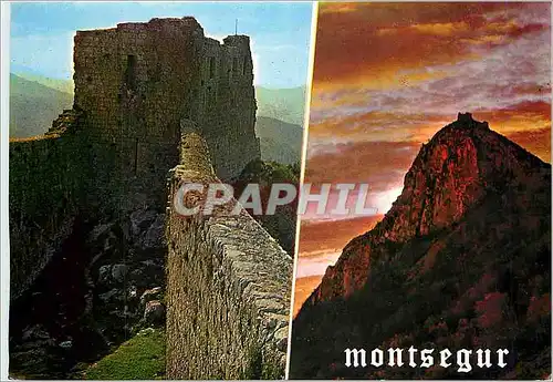 Moderne Karte Montsegur Le chateau et les remparts