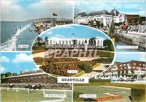 Cartes postales moderne Deauville La plage Le casino de Trouville Le champ de courses Chevaux Hotel Normandie