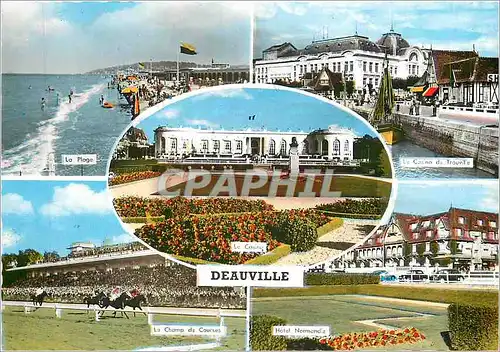 Moderne Karte Deauville La plage Le casino de Trouville Le champ de courses Chevaux Hotel Normandie