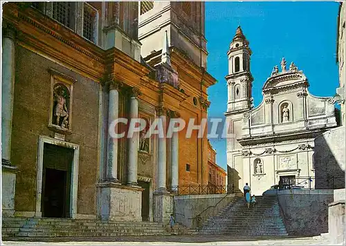 Cartes postales moderne Menton Le parvis de l'Eglise St Michel la chapelle des Penitents Blancs