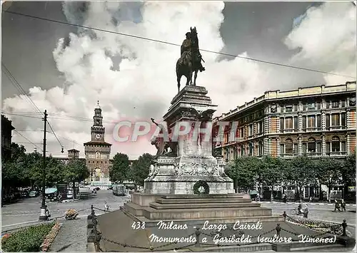 Moderne Karte Milano Largo Cairoli Monumento a Garibaldi (Scultore Kimenes)