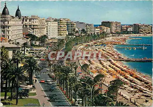 Moderne Karte La Cote d'Azur Cannes (A M) La Croisette et ses Plages a gauche le Carlton le Miramar et le Mart