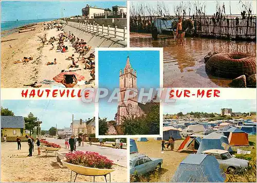 Cartes postales moderne Hauteville sur Mer (Manche) La plage les pecheurs l'Eglise