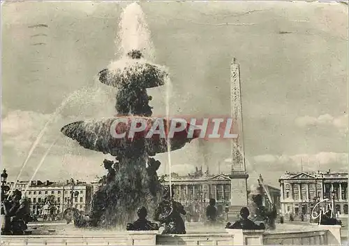 Moderne Karte Paris et ses merveilles La Place de la Concorde l'une des Fontaines et L'Obelisque