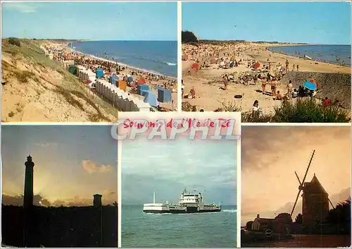 Moderne Karte Ile de Re La grande plage Plage du Marttay les Baleines le Bac Le Moulin de Belerre Bateau