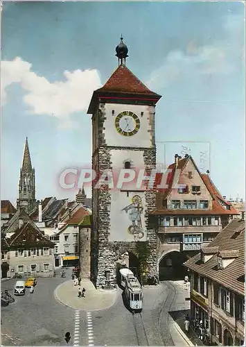 Cartes postales moderne Fribourg en B La Schwabenton et la Cathedrale Tramway