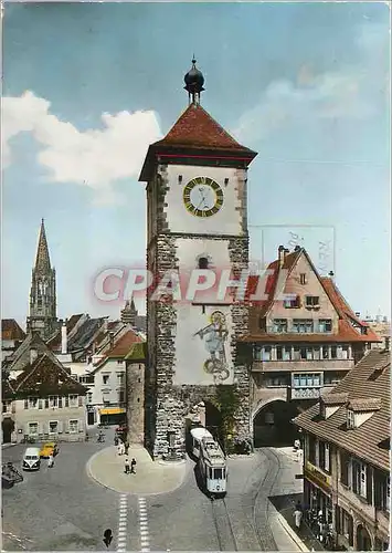 Moderne Karte Fribourg en B La Schwabenton et la Cathedrale Tramway