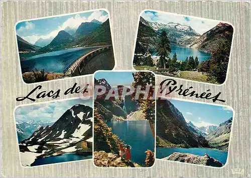 Moderne Karte Lacs des Pyrenees Barrage du Tech Lac d'Oredon lac d'Oncel lac d'Oo lac de Gaube