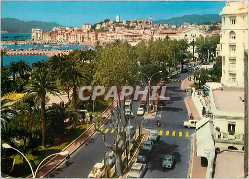 Moderne Karte Cannes La Promenade de la Croisette dans le fonds le Surquet