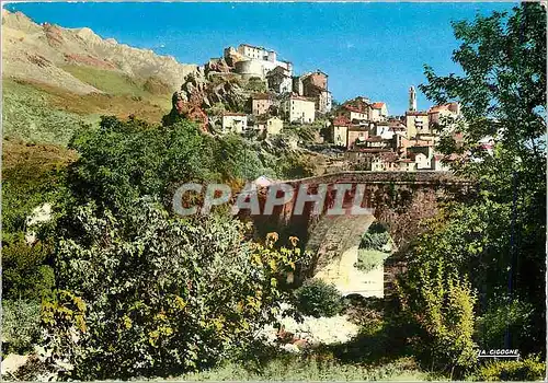 Moderne Karte Corte (Corse) Vue des anciens quartiers