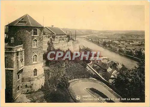 Moderne Karte Namur Chateau des Comtes et vue sur la Meuse