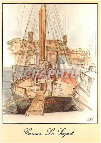 Cartes postales moderne Cannes Le Suquet Bateau