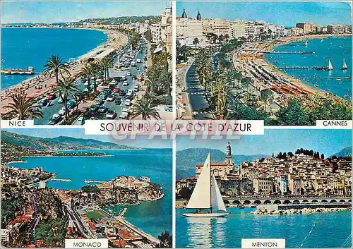 Cartes postales moderne Souvenir de la Cote d'Azur Nice Cannes Monaco Menton