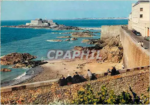 Cartes postales moderne La Bretagne en Coulerus Saint Malo (I et V) Les remparts et le Fort National