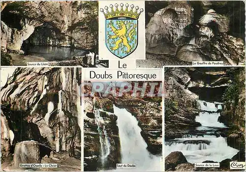 Cartes postales moderne Doubs Pittoresque Lion Source du Lison Le gouffre de Poudrey Grottes d'Osselle Le Christ Saut du