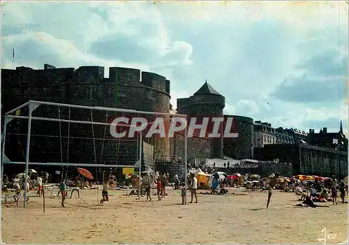 Moderne Karte La Bretagne en couleurs Saint Malo (I et V) Jeux devant les remparts