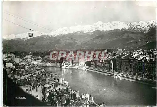 Moderne Karte Grenoble (Isere) Le telepherique et la chaine de Belledonne