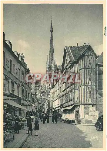 Moderne Karte Rouen Vieilles Maisons et Fleche de la cathedrale