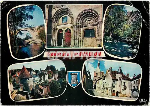 Moderne Karte Souvenir d'Avallon Ponts sur la Cure a Pierre Perthuis Portaol de l'Elgise St Lazare