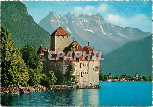 Cartes postales moderne Montreux Le chateau de Chillon et les dents du Midi