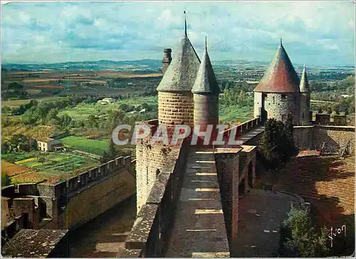 Moderne Karte Couleurs et Lumiere de France Carcassonne (Aude) La Cote les remparts (detail)