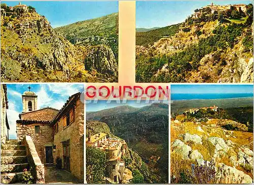 Moderne Karte Gourdon la Sarrazine (A M) Village perche (alt 758 m) a la pointe d'un eperon rocheux