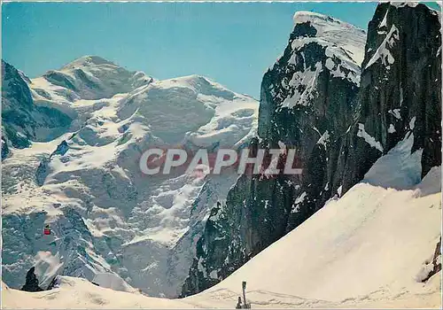 Moderne Karte Chamonix Mont Blanc Le Brevent Panorama sur l'Aiguille du Midi et le Massif du Mont Blanc