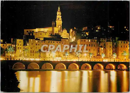 Cartes postales moderne Les Sites Merveilleux de la Cote d'Azur Menton (A M) La ville vue de nuit