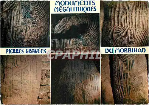Moderne Karte La Bretagne en Couleurs Pierres gravees des monuments megalthques du Morbihan dans l'Ile de Gavr