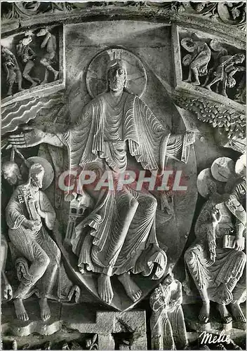 Cartes postales moderne Vezelay (Yonne) Eglise Abbatiale de la Madeleine (XIIe s) Tympan central du Narthex le christ en